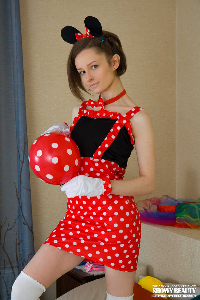 Caramel's Minni Mouse Adventure Bald and Flat Chested Teen Explores Her Pussy in the Mickey Mouse Costume - Caramel
