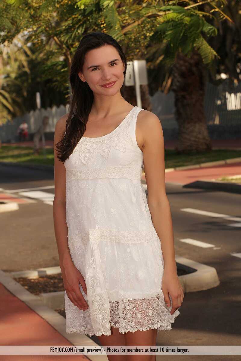 Dark haired girl flashes her bush in public before modeling naked by the sea Kamea's Hairy Bush - Kamea