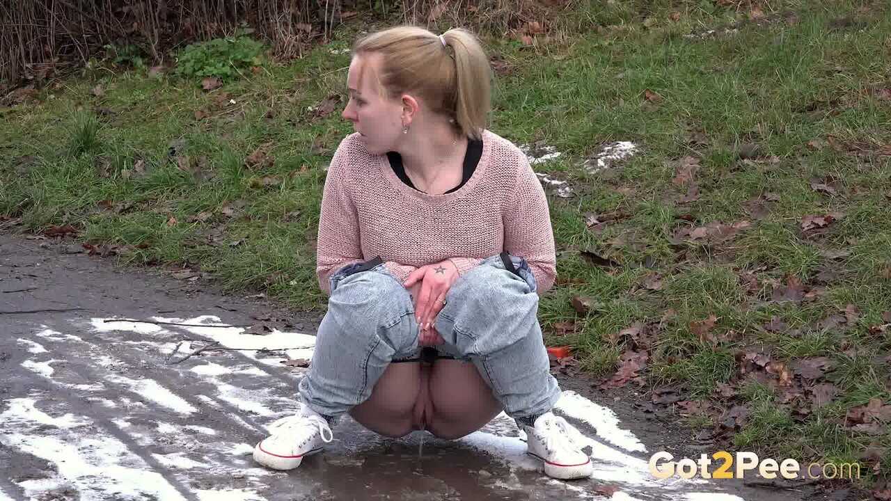 Debora's Natural Pee Break in the Muddy Woods - Debora