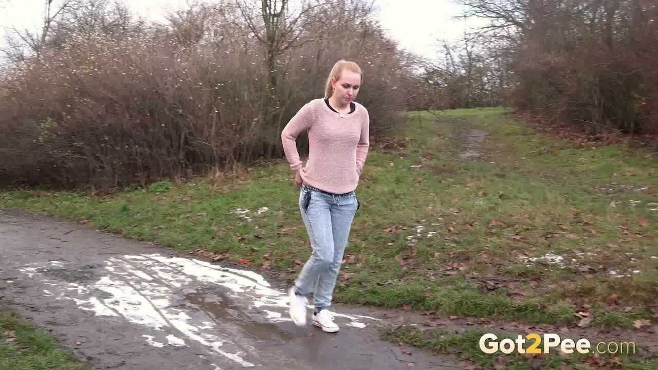 Debora's Natural Pee Break in the Muddy Woods