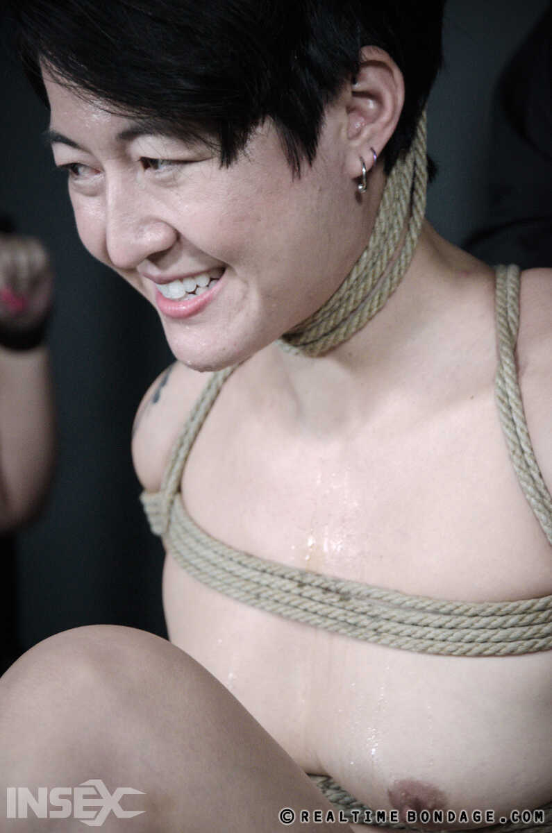 Suspended Short Hair Dyke Mia Torro Gets Pounded by Her Saggy-Titted Asian BDSM Partner