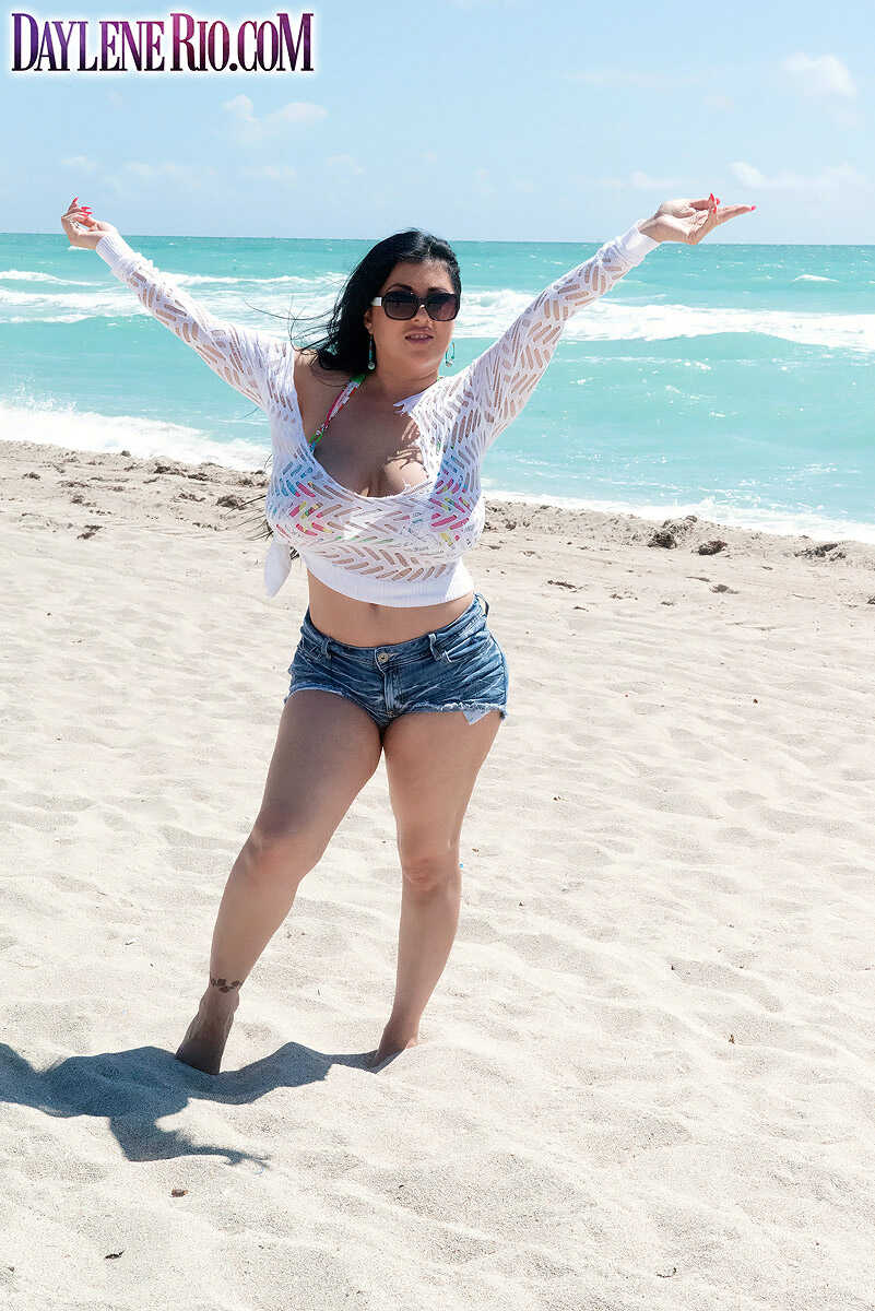 Pulled Out and Revealed: Daylene Rio's Massive Tits on the Beach