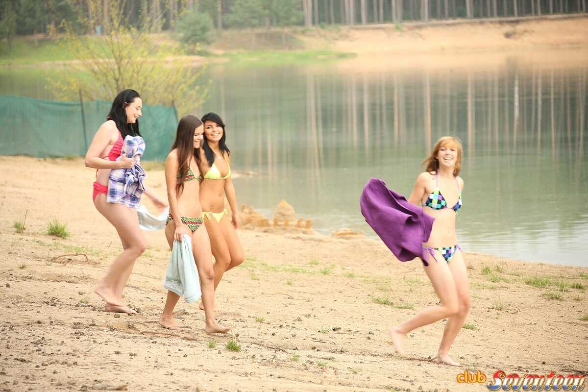 Young Lesbian Pontoon Paddle Boat Nudists Have Sex on the Beach! - Alexis Crystal, Simone K