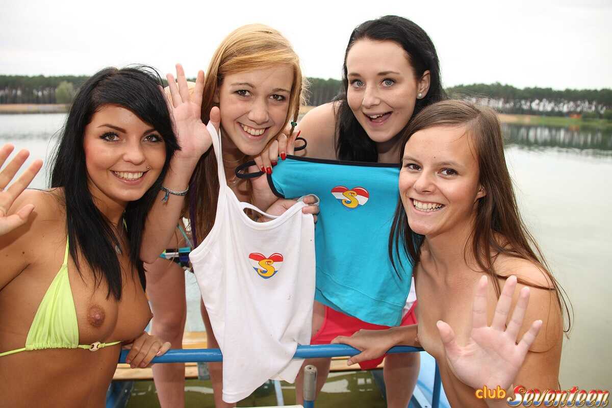 Young Lesbian Pontoon Paddle Boat Nudists Have Sex on the Beach! - Alexis Crystal, Simone K