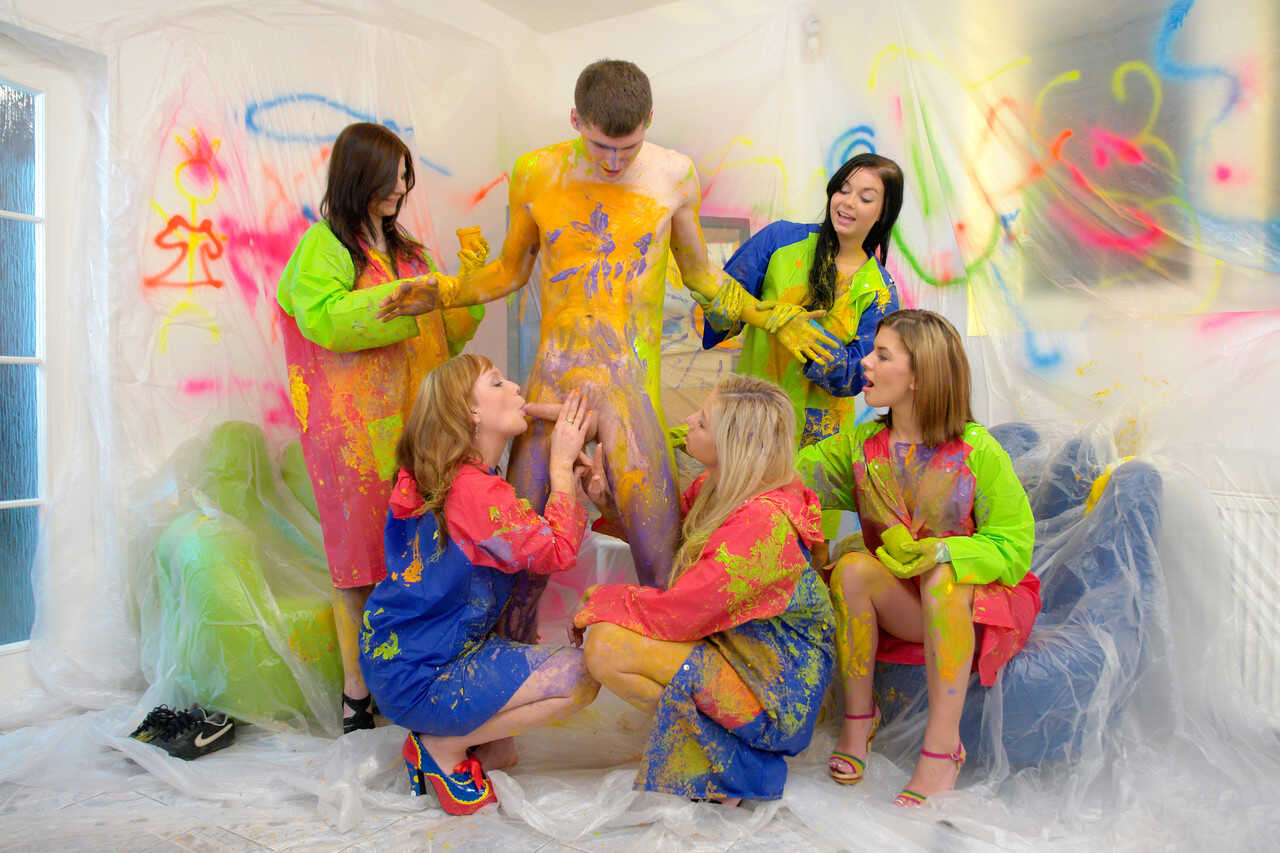 Awesome Body Paint Party: Young Girls Get Revenge by Seducing a Crowd of Guys