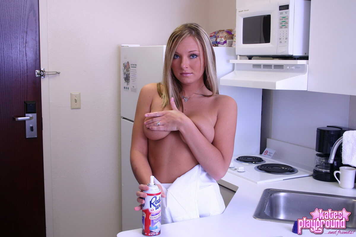 Busty Babe's Topless Adventure in the Kitchen  Barely Legal Kate and her Young Taste Buds  Amateur Kate's Naught...