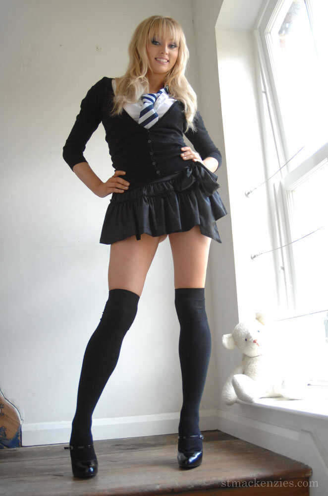 Elle Parker's Naughty Lace Panties: A Hot Blonde Schoolgirl Sheds Her Uniform for a Topless Photoshoot - Elle Parker