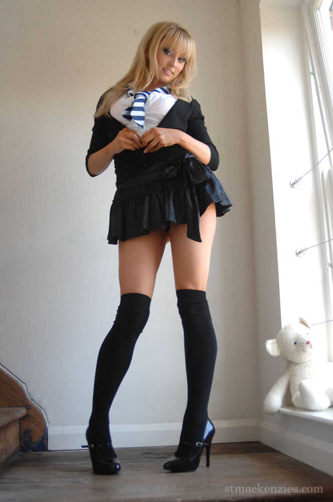 Elle Parker's Naughty Lace Panties: A Hot Blonde Schoolgirl Sheds Her Uniform for a Topless Photoshoot - Elle Parker