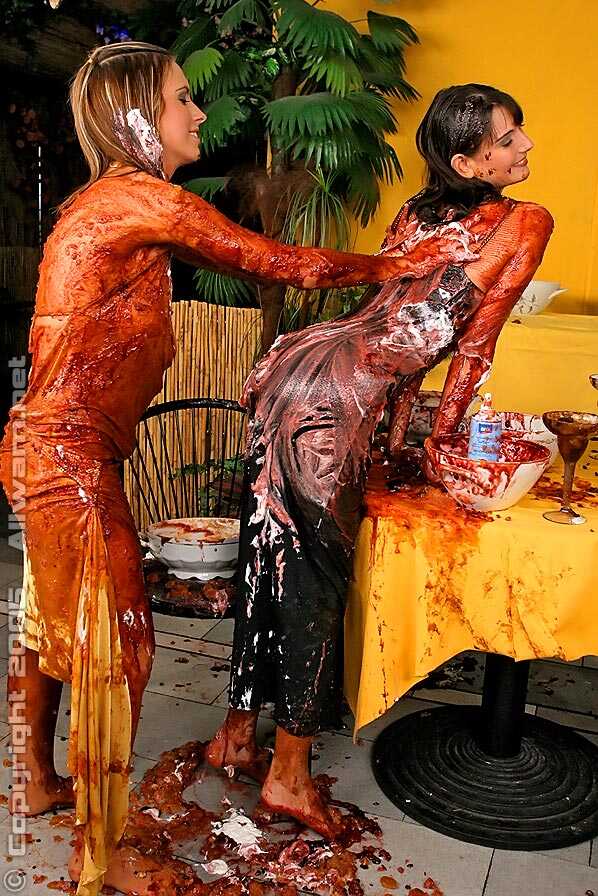 Messy Food Fight: Fully Clothed Women Cover Each Other In Chocolate, Pies, And More! - 