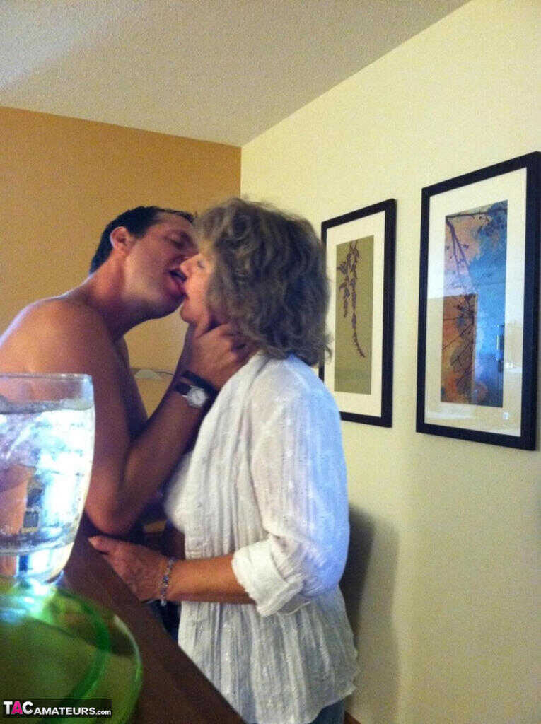 Horny granny BustyBliss oils up floppy tits & spreads pussy for hotel boy toy A Mature BBW GILF with big nipples and a...