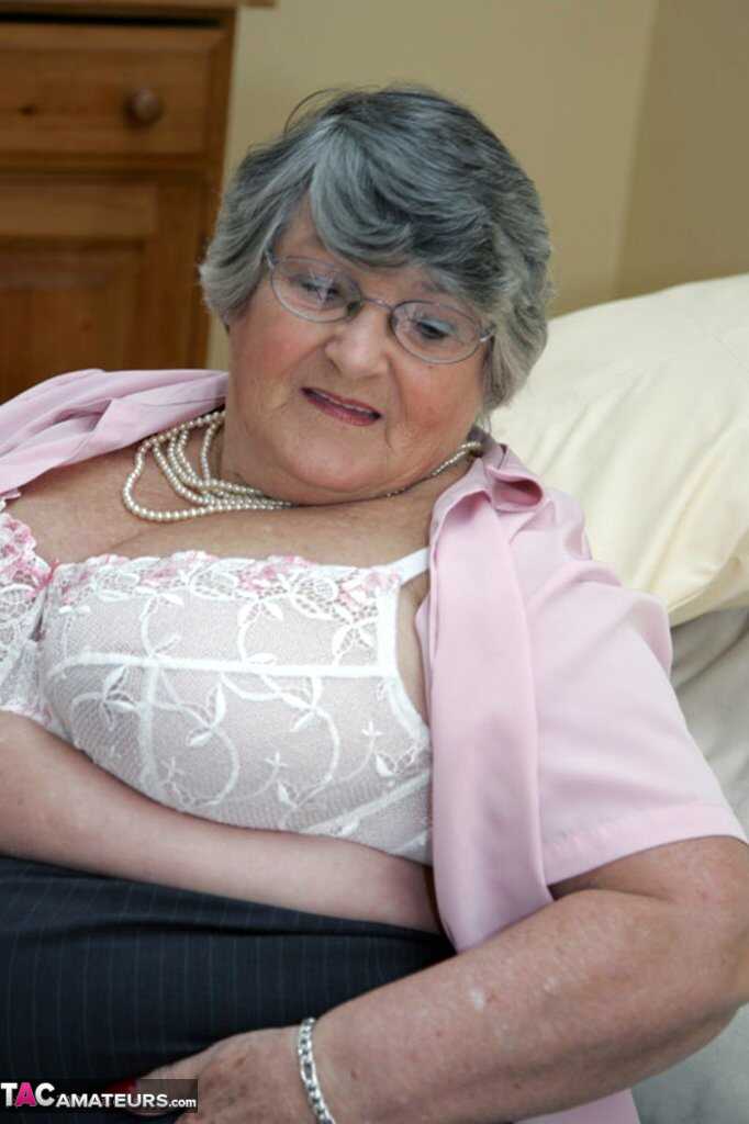 Granny's Leather Couch Desires: Obese Grandma Libby's Nude Escapade on a Chesterfield Sofa - Grandma Libby