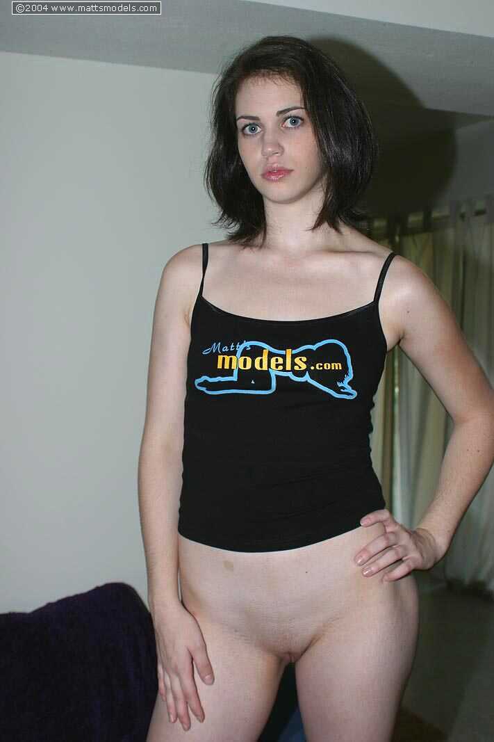 Dark-haired Faith's nipples stand at attention as she reveals her perky titties and goes bottomless - Faith Leon
