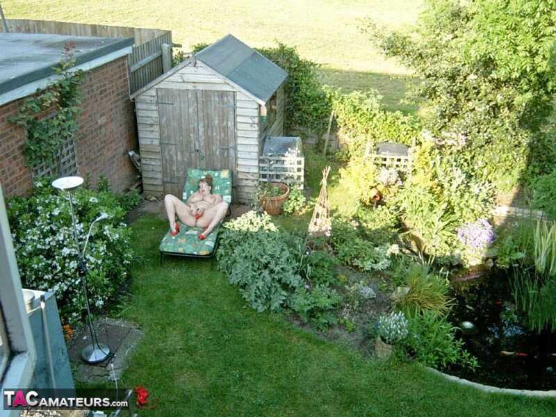 Big-boobed curvy goddess CurvyClaire pleasures her pussy on a lounge chair in the backyard - CurvyClaire