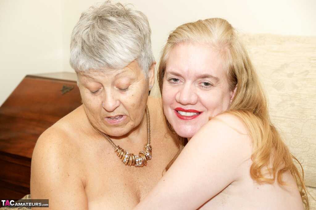 Old lesbians with big saggy boobs lick pussy in nylons and garters, starring LilyMay! - LilyMay