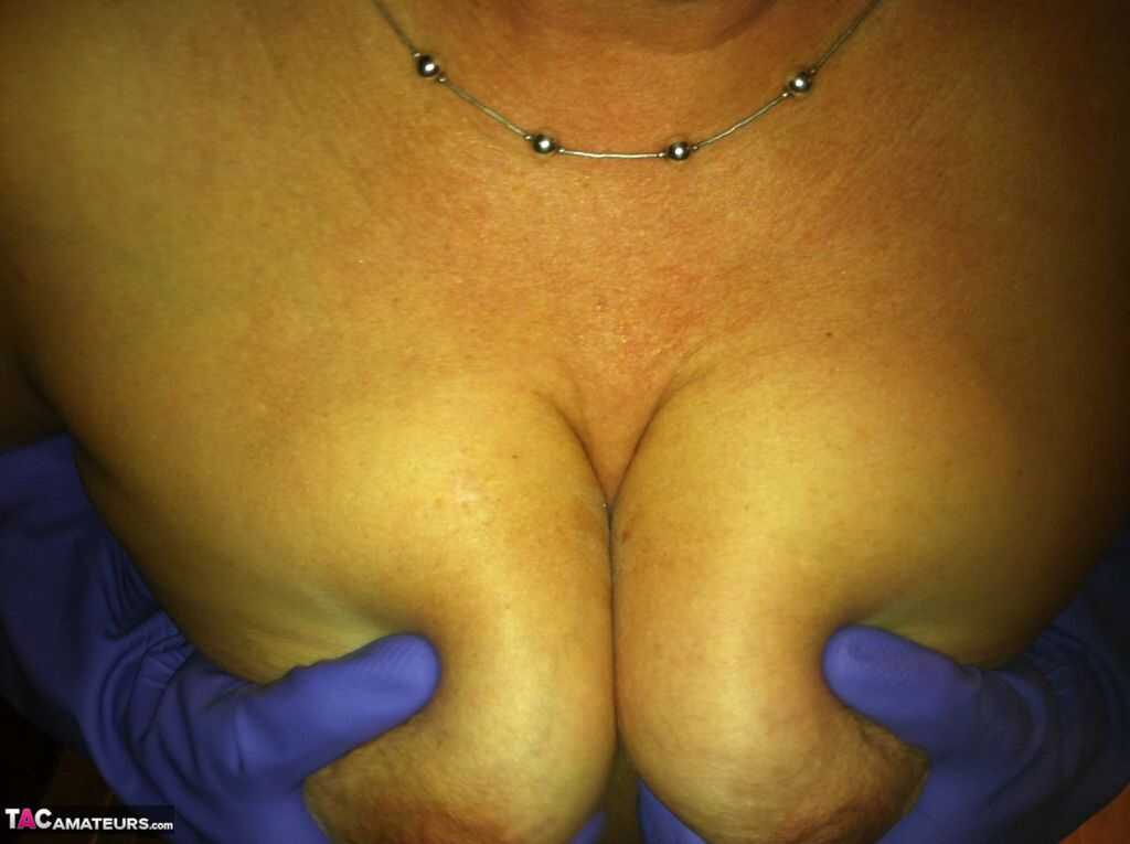 Busty Granny in Latex Gloves Blows a Dick while Wearing a Curvy Mature SSBBW Pussy! - Busty Bliss