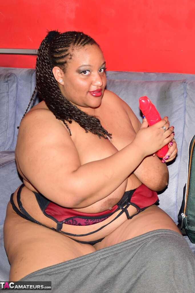 Massive ebony bunny Curvy Bunny B strips down to a thong during intense solo action! - Curvy Bunny B