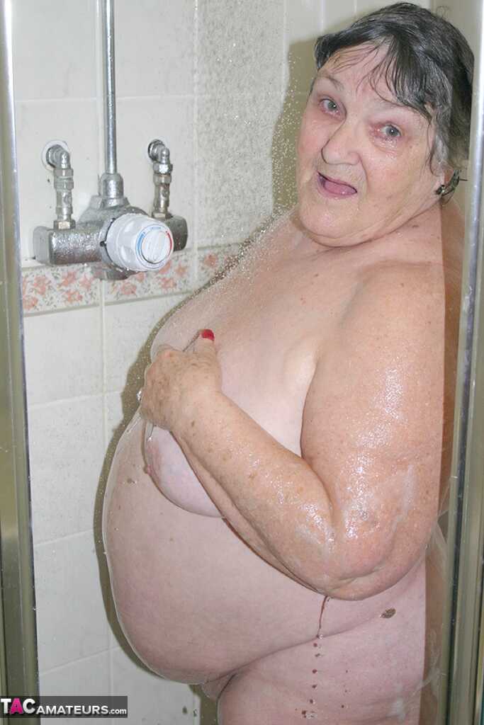 Granny Libby's Milky Body Obese Granny Takes a Shower and Squirts her Juicy Cream - Grandma Libby