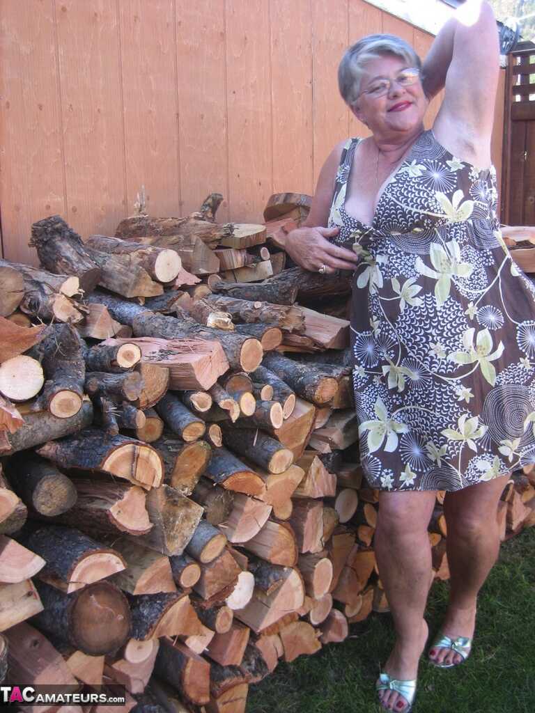 Naughty Granny in a Girdle, Stripping off her Clothing to Show Off Her Juicy BBW Tits and Ass - Girdle Goddess