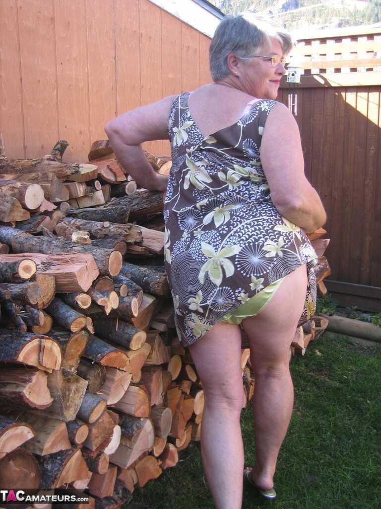 Naughty Granny in a Girdle, Stripping off her Clothing to Show Off Her Juicy BBW Tits and Ass - Girdle Goddess