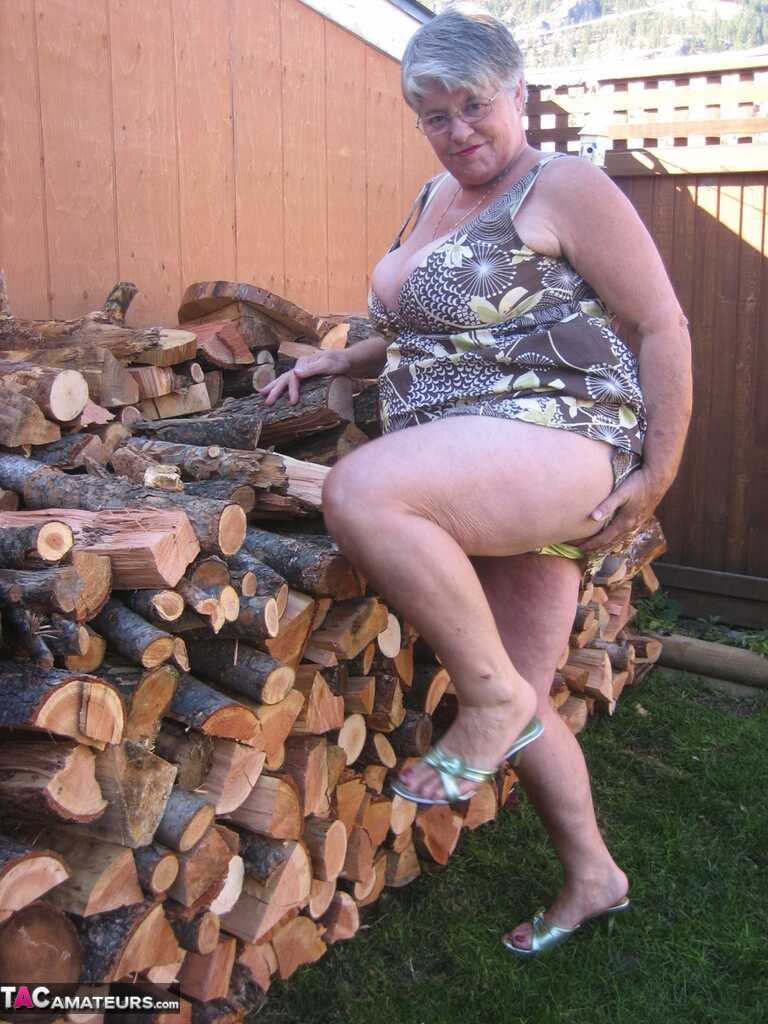 Naughty Granny in a Girdle, Stripping off her Clothing to Show Off Her Juicy BBW Tits and Ass - Girdle Goddess