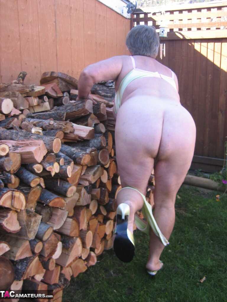 Naughty Granny in a Girdle, Stripping off her Clothing to Show Off Her Juicy BBW Tits and Ass - Girdle Goddess