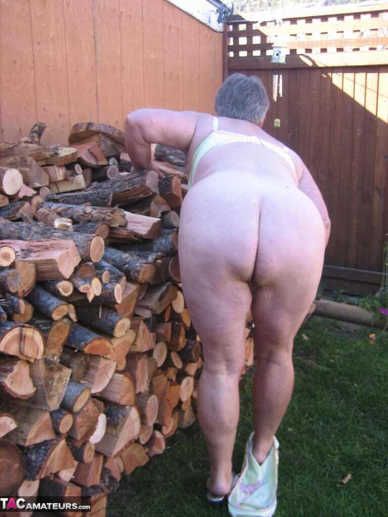 Naughty Granny in a Girdle, Stripping off her Clothing to Show Off Her Juicy BBW Tits and Ass - Girdle Goddess