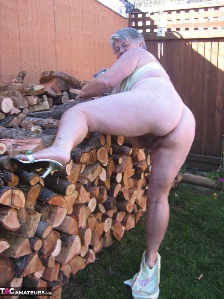 Naughty Granny in a Girdle, Stripping off her Clothing to Show Off Her Juicy BBW Tits and Ass - Girdle Goddess