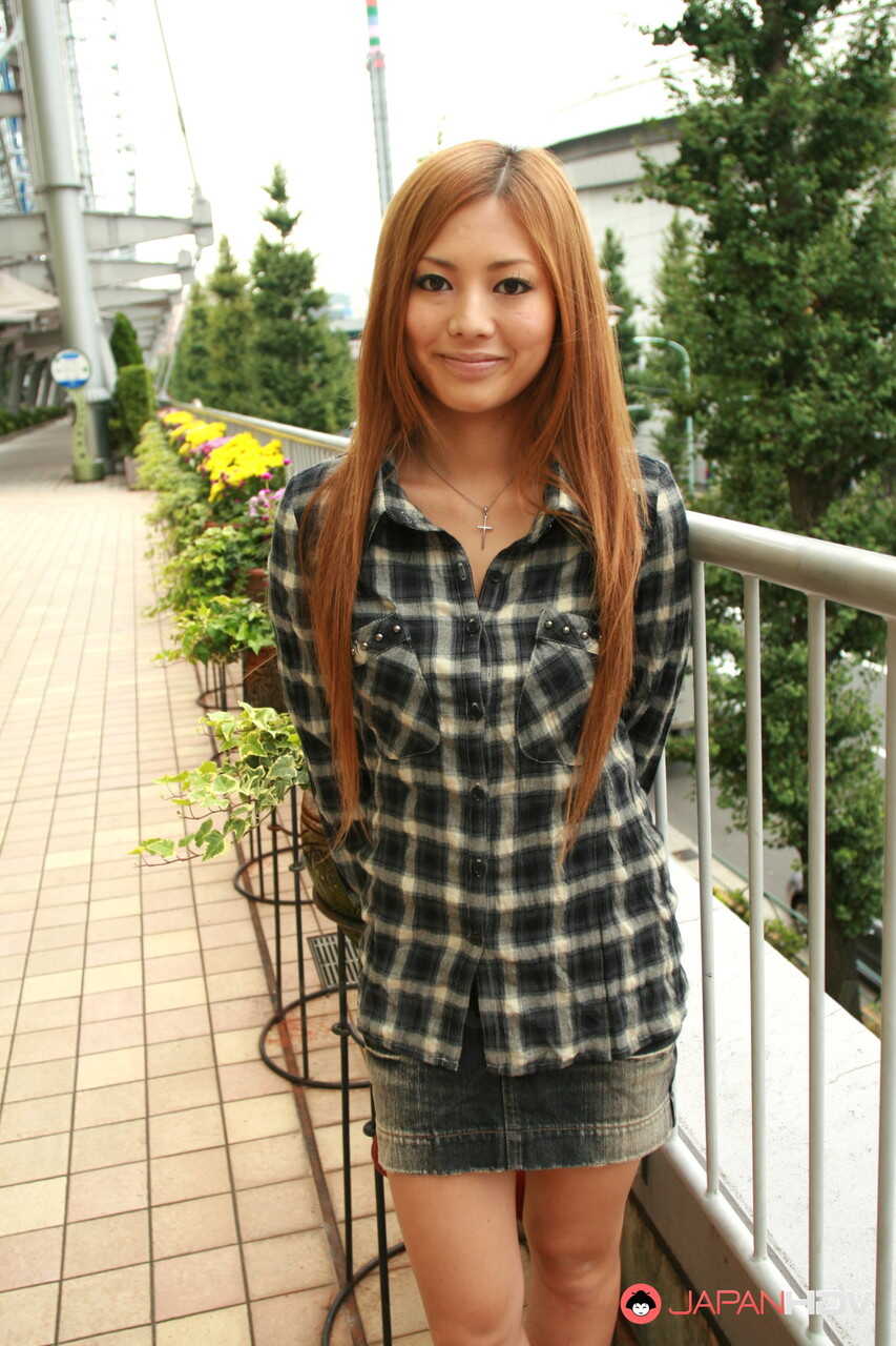 Japanese Redhead Anna Morisaki Sucks on Drink While Clothed in Miniskirt - Anna Morisaki
