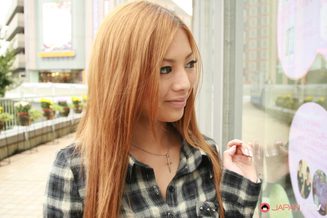 Japanese Redhead Anna Morisaki Sucks on Drink While Clothed in Miniskirt - Anna Morisaki
