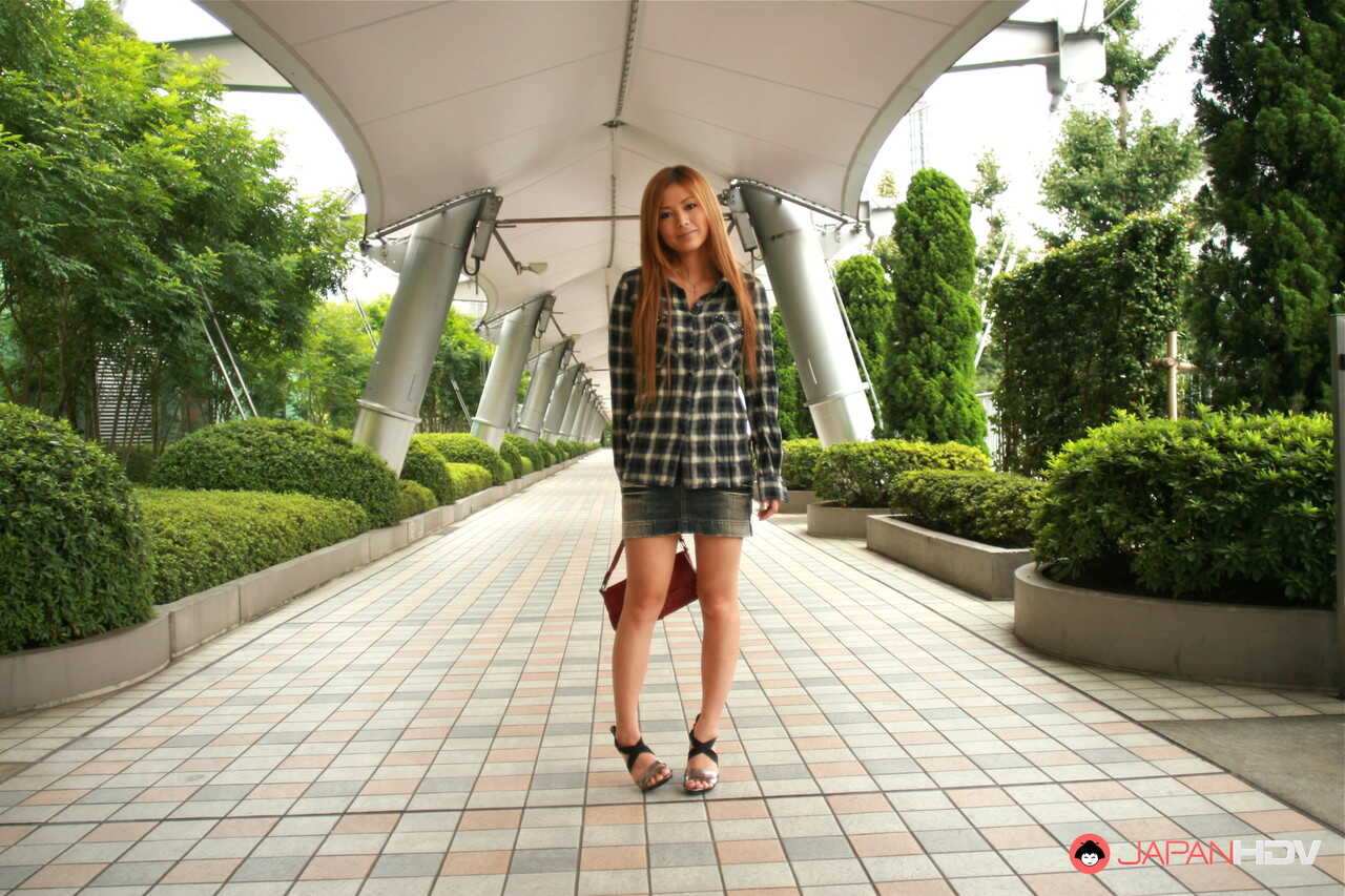 Japanese Redhead Anna Morisaki Sucks on Drink While Clothed in Miniskirt - Anna Morisaki
