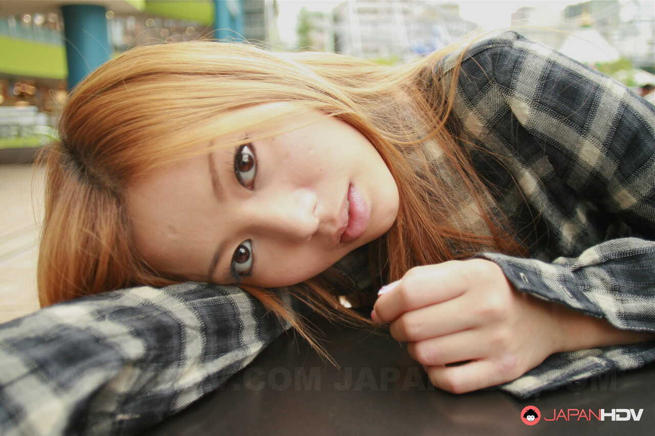 Japanese Redhead Anna Morisaki Sucks on Drink While Clothed in Miniskirt - Anna Morisaki