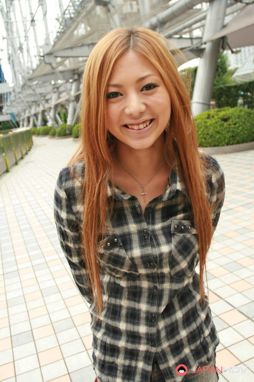 Japanese Redhead Anna Morisaki Sucks on Drink While Clothed in Miniskirt - Anna Morisaki