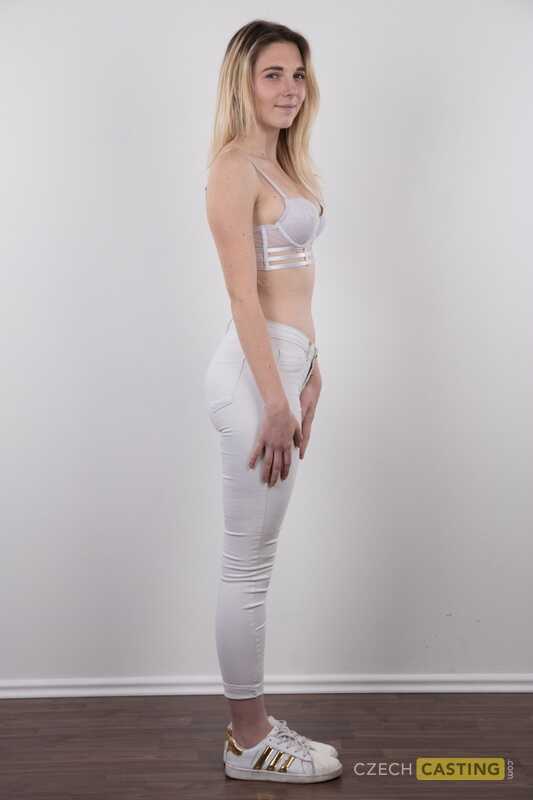Blonde Teen Crosses Legs After Getting Completely Naked On A Stool By Nikola - Nikola