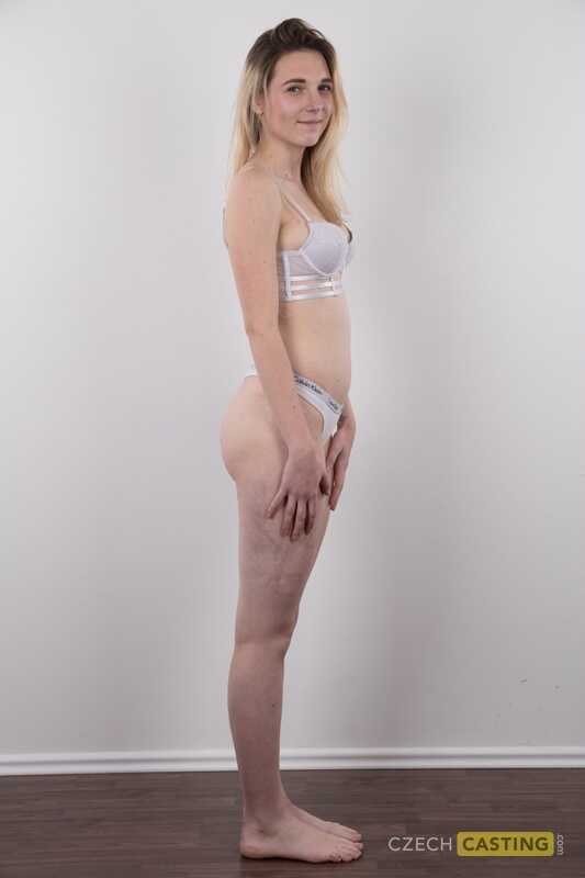 Blonde Teen Crosses Legs After Getting Completely Naked On A Stool By Nikola - Nikola