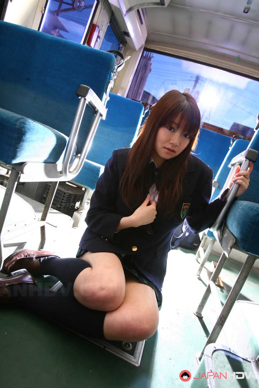 Yayoi Yoshino's Underthings Undone by Two Men in an Asian Schoolgirl Gangbang - Yayoi Yoshino