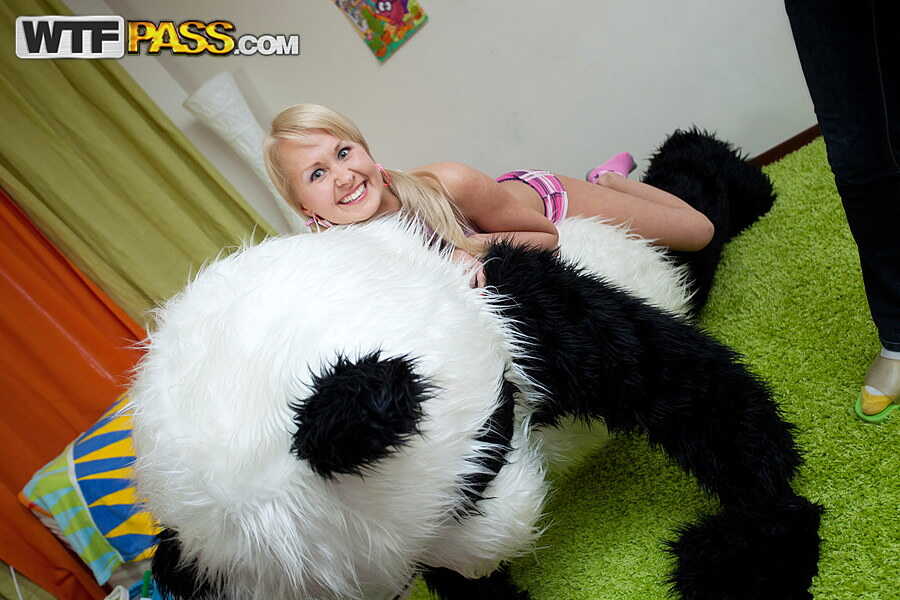 Panda Fucks Young Blonde Amelie Pure with Massive Cock as She Plays with Huge Dildo - Amelie Pure