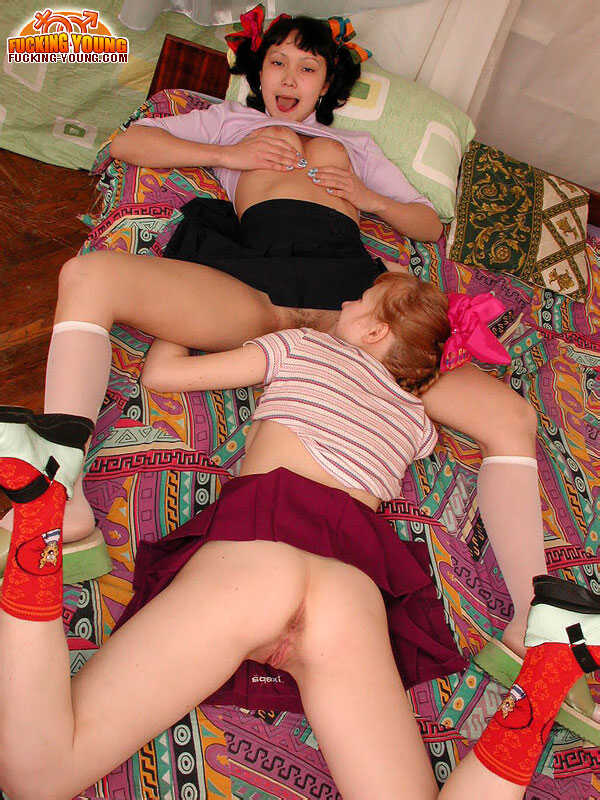 Barely Legal Dykes Share a Double Ended Dildo on their Shared Bed: Best Friends' First Time - 