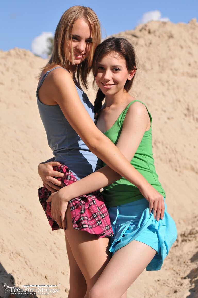 Teen lesbian love on the dunes with Lisa and Dana