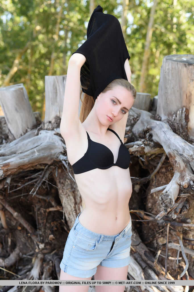Lena Flora's Nude Beach Adventure Driftwood Boning with a Tight Ass and Flat Chest - Lena Flora