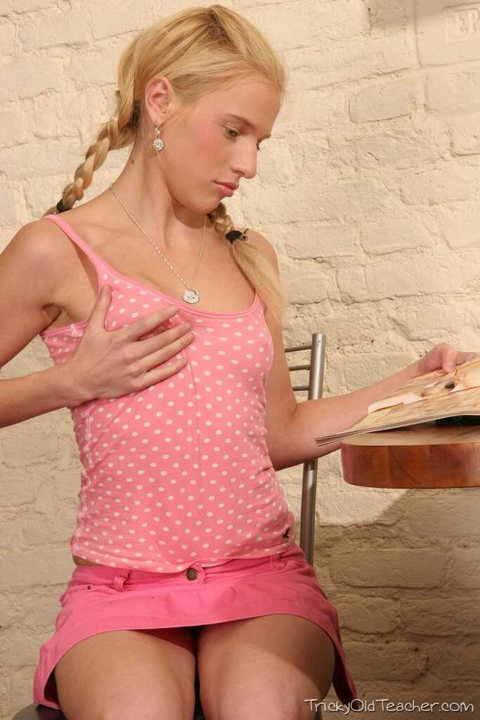 Blonde Kristina's Old Teacher Takes Advantage of Her Young Looks and Tricks her into Sexy Times - Leenda