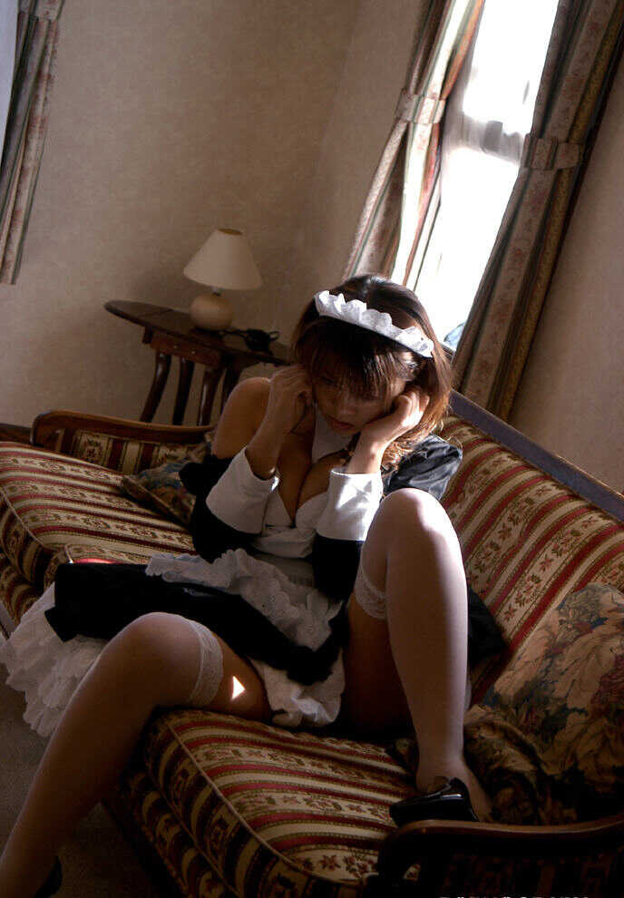 Tied-up Rei's Big Tit Asian Adventures as a Sexy Japanese Maid on the Sofa - Rei