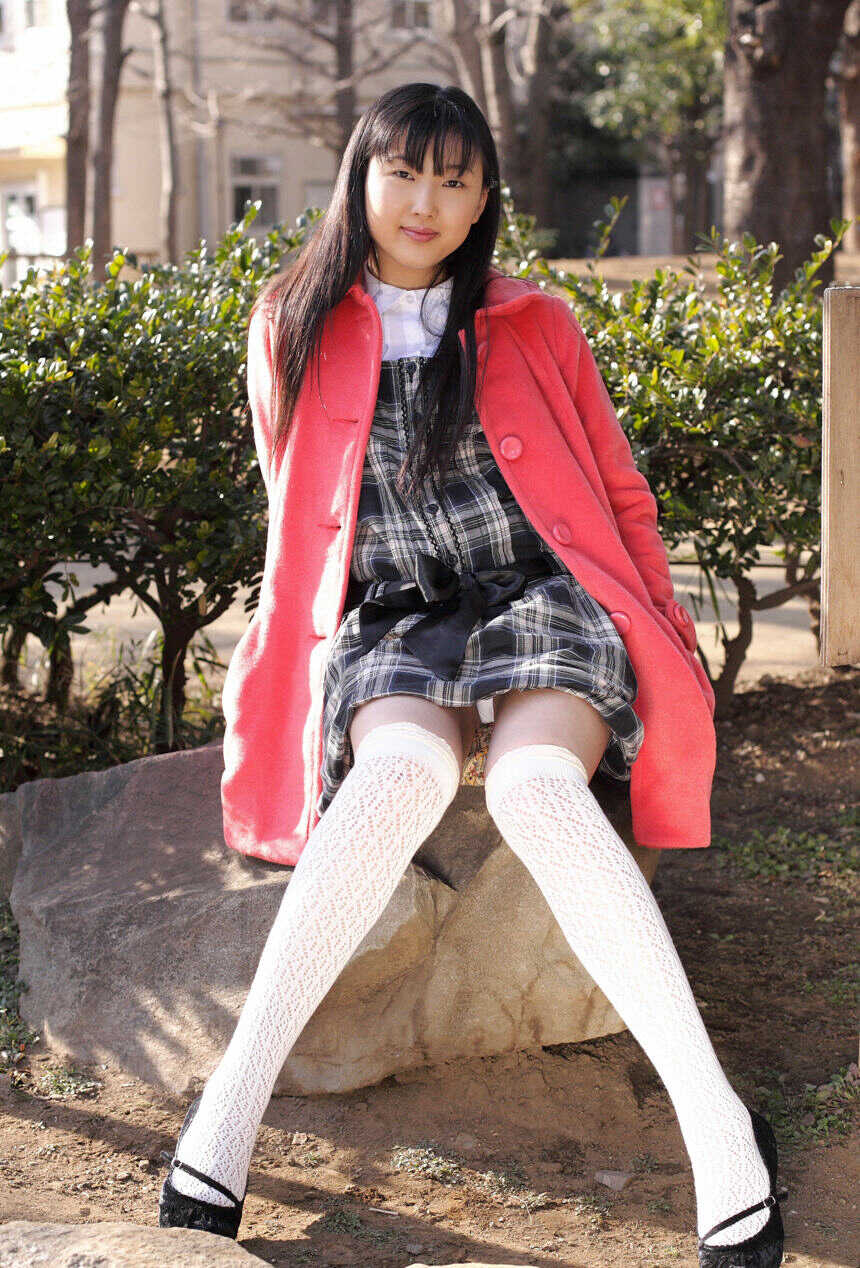 Young looking Japanese schoolgirl Youko Sasaoka gets naked in white OTK socks and teases her innocent body for your pleasu...