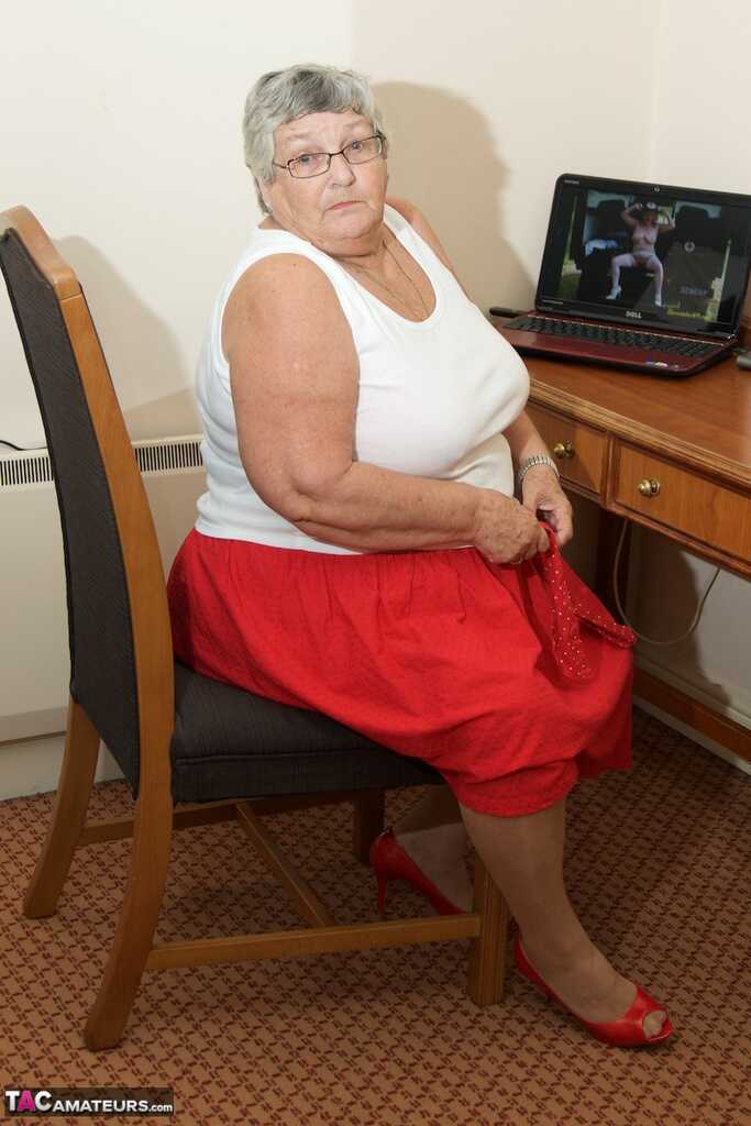 Granny Gets Naughty in Tan Tights Doctor's Obese Patient Strips Down in Granny Panties for Some Good Lovin' - 