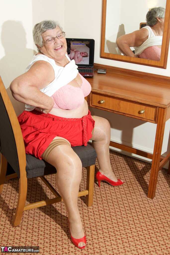 Granny Gets Naughty in Tan Tights Doctor's Obese Patient Strips Down in Granny Panties for Some Good Lovin' - 