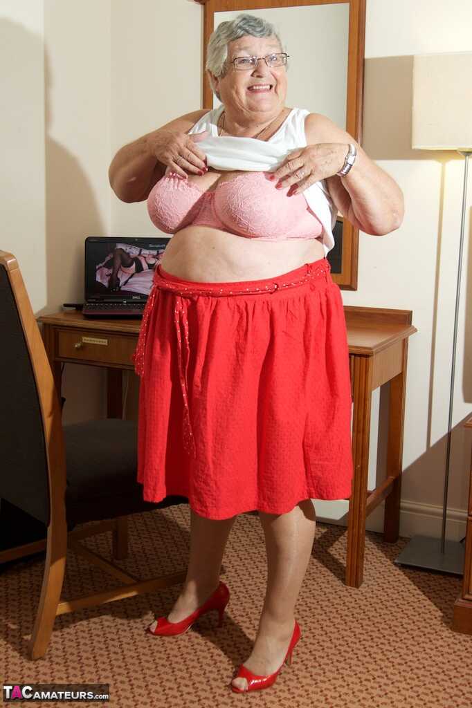 Granny Gets Naughty in Tan Tights Doctor's Obese Patient Strips Down in Granny Panties for Some Good Lovin' - 