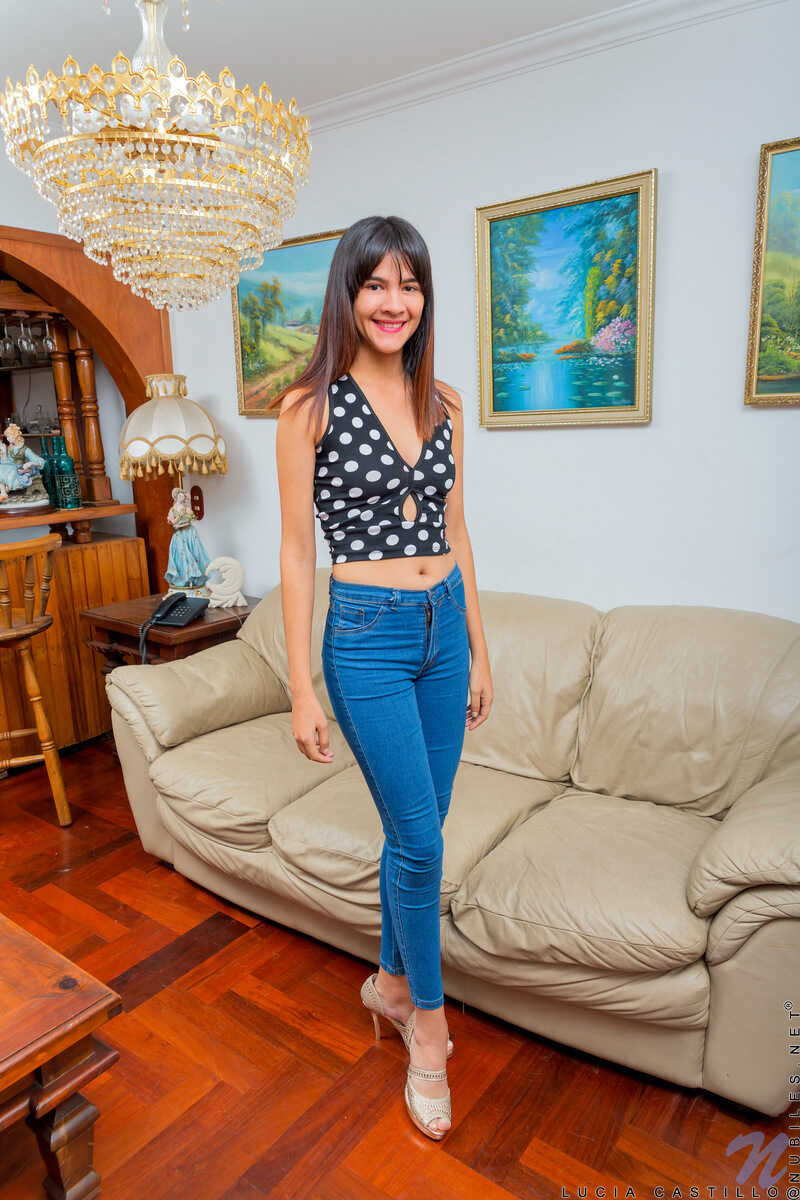Sweet teen Lucia Castillo strips off her tight jeans and masturbates in front of the camera, showing off her big ass latin...