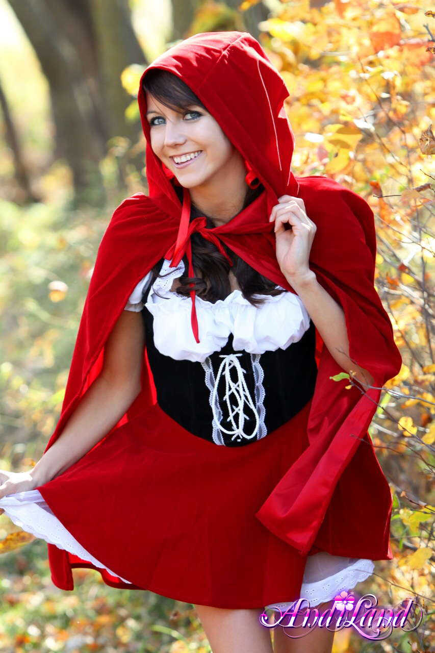 Andi's Red Temptation Sweet Teen Cosplay in the Woods