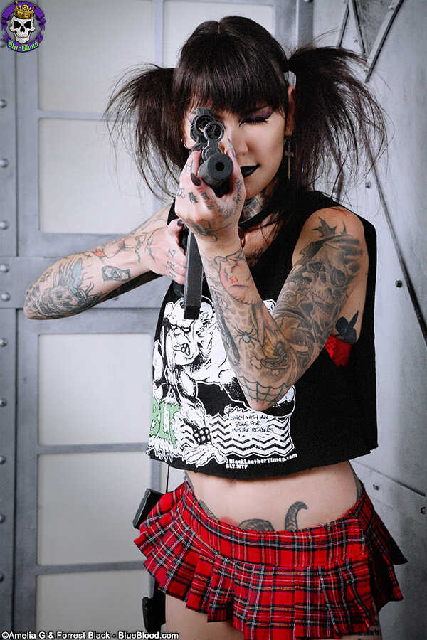 Malice Mcmunn's Tattooed Striptease with Guns for Doc's Pleasure - Malice Mcmunn