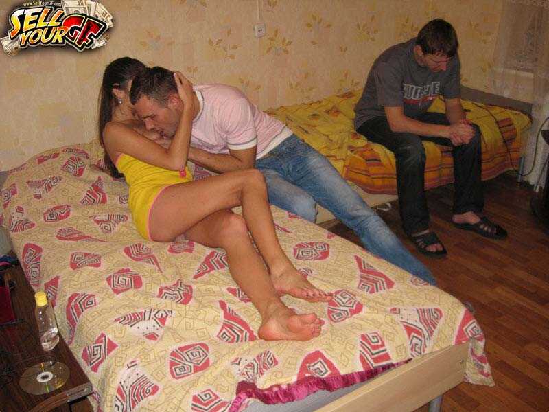 Desperate for Cash, Broke Boy Sells His Girlfriend's Tight Pussy to a Lustful Threesome of Horny Teens - 