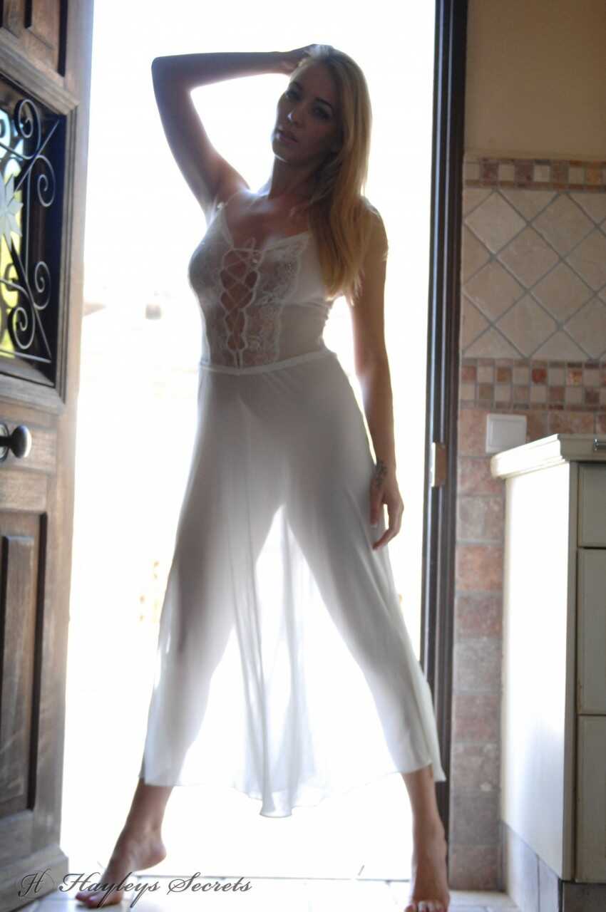 Blonde solo girl Hayley Marie Coppin strikes tempting poses while getting nude Big Nipples, Skinny Blonde MILF - Hayley Ma...